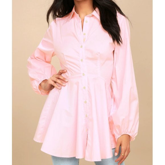 Free People All The Time Pink Long Sleeve Tunic Top Size XS - Picture 2 of 8